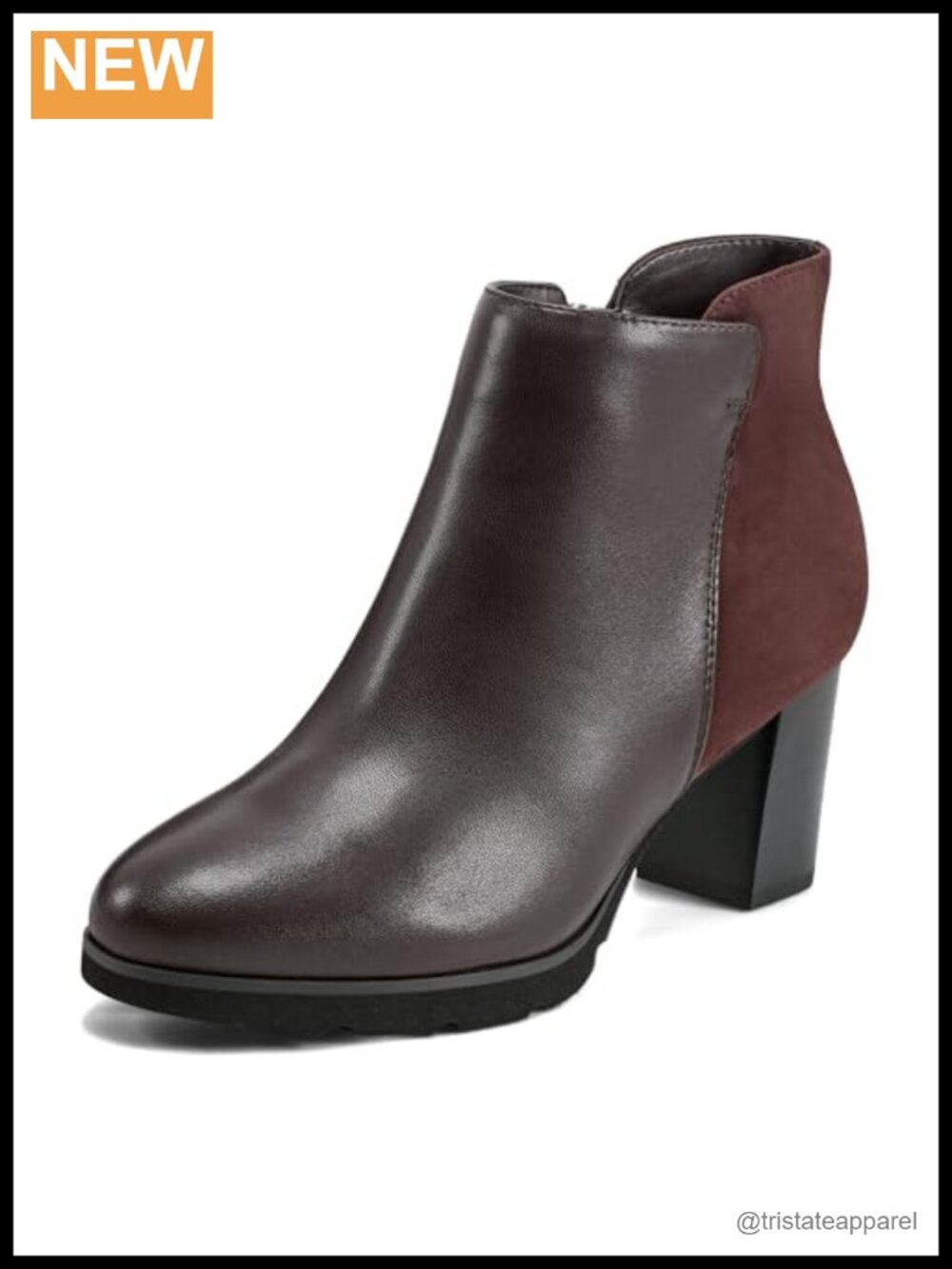 Rockport Leather Ankle Bootie with Arch Support and Block Heel